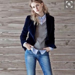 J. Crew Navy Velvet Schoolboy Blazer